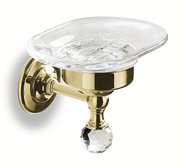 סבוניה זכוכית חלבית בשילוב עיטור סברובסקי בגימור זהב לסבון מוצק